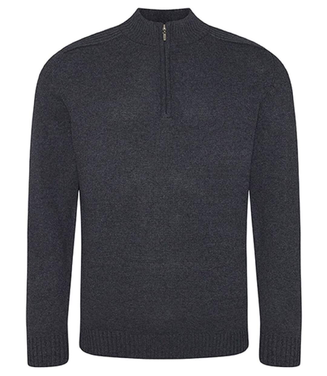 Pull col zippé homme - EA061 - gris foncé