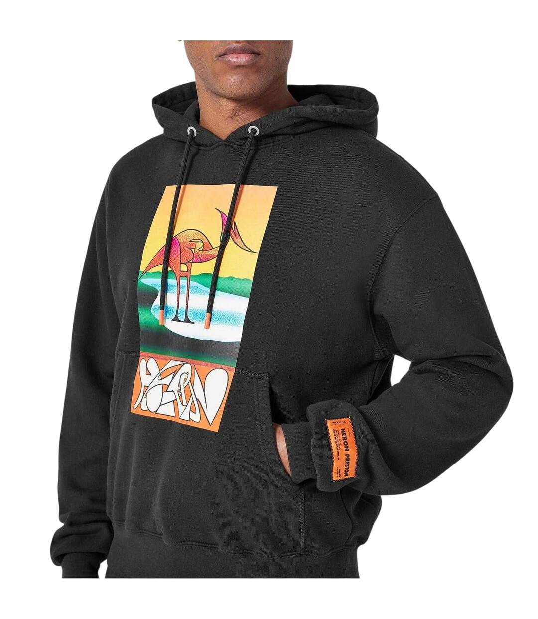 Mens Abstract Hoodie Black Heron Preston-4