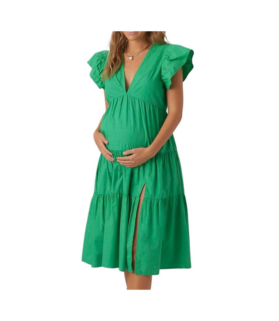 Robe de Grossesse Verte Femme Vero Moda Marternity Jarlotte - L-1