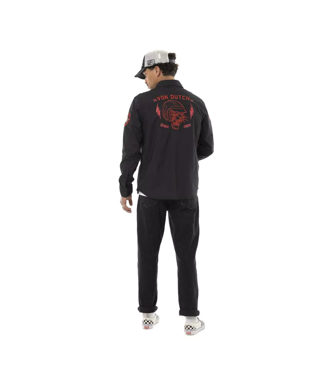 Chemise homme manches longues en popeline patchs et logo dos Pick Vondutch-3