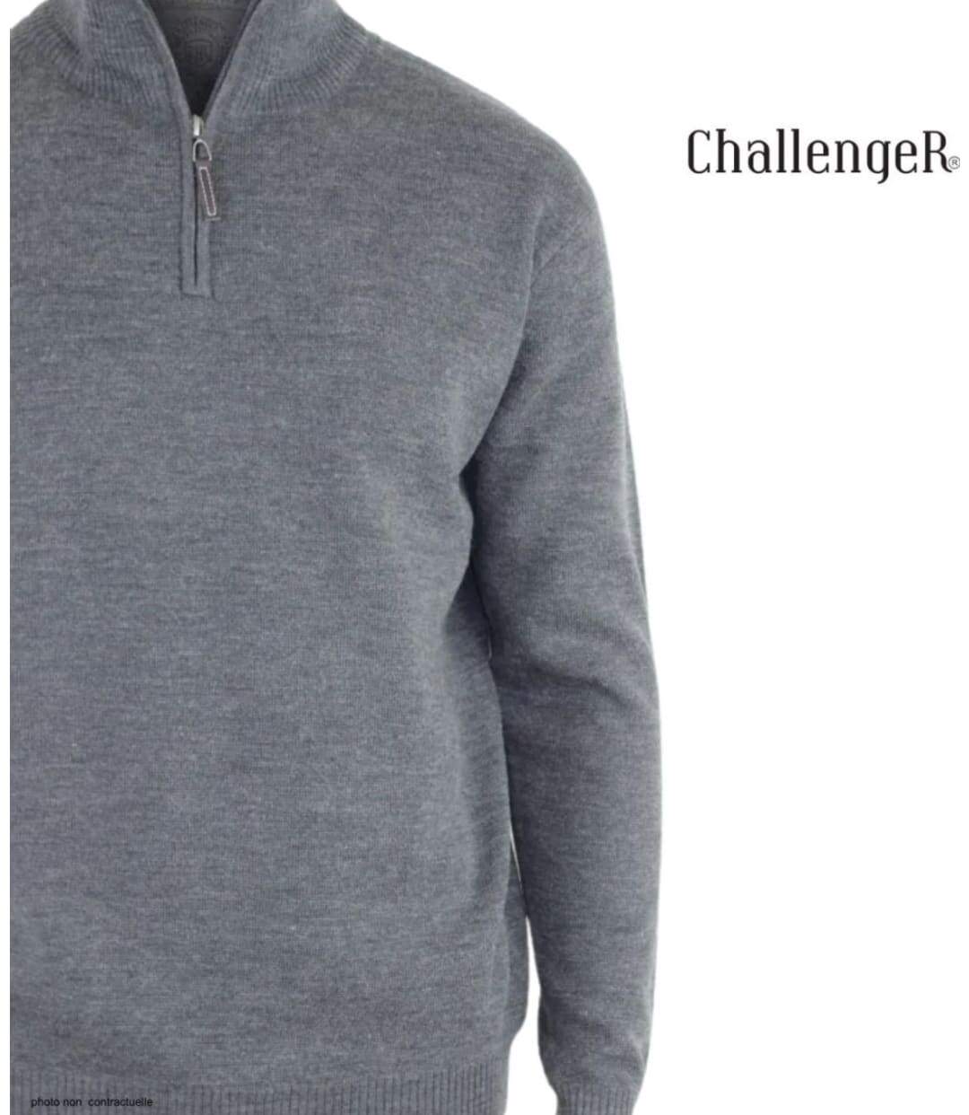 CHALLENGER PUL2005A — Pull camionneur col montant zippé gris : chaleur haute densité et style raffiné-5