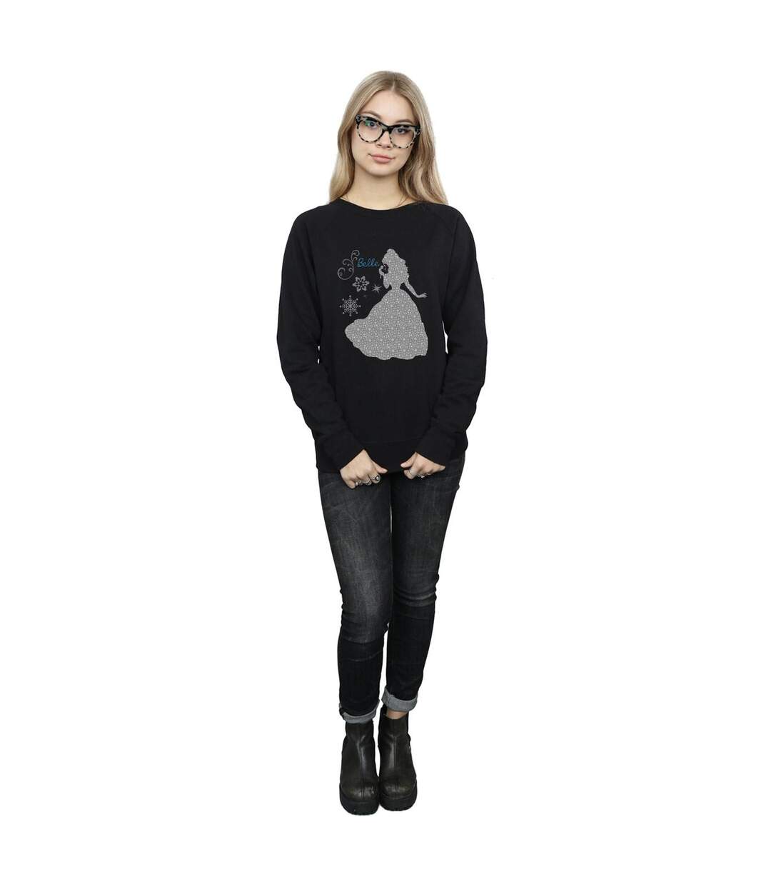 Disney Princess - Sweat BELLE CHRISTMAS SILHOUETTE - Femme (Noir) - UTBI10276-4