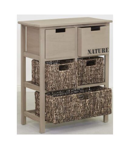 Commode en bois et maïs Nature 5 tiroirs