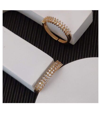 Adjustable Round Rose Gold Elegant Zircon Geometric Stackable Ring