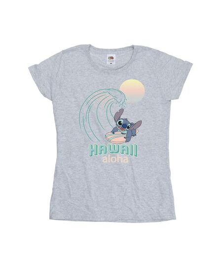 Disney T-shirt en coton Lilo And Stitch Hawaii Femme/Femme (Gris sportif) - UTBI25506