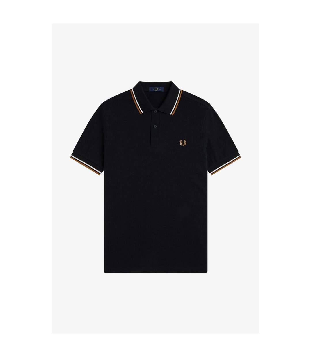 Mens Twin Tip Polo Shirt Black Brown Fred Perry-1
