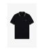 Mens Twin Tip Polo Shirt Black Brown Fred Perry-1