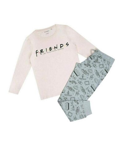 Friends Womens/Ladies Logo Long-Sleeved Long Pyjama Set (Pink/Gray/Black)