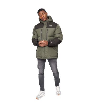 Mens Squadage Panelled Jacket Olive Crosshatch