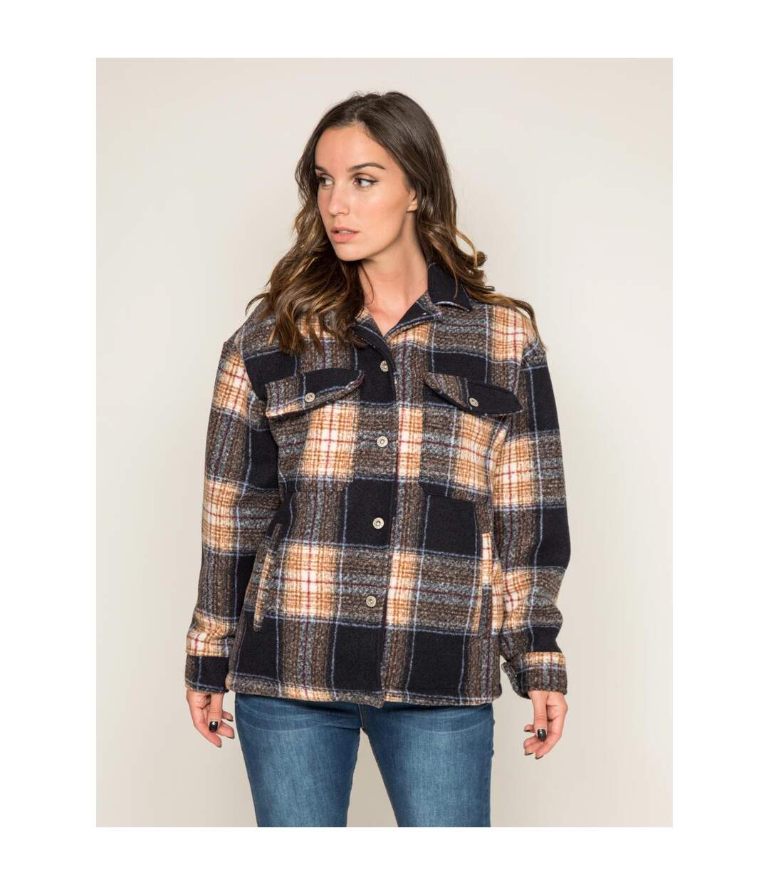 Manteau court carreaux URANI - Dona X Lisa-1