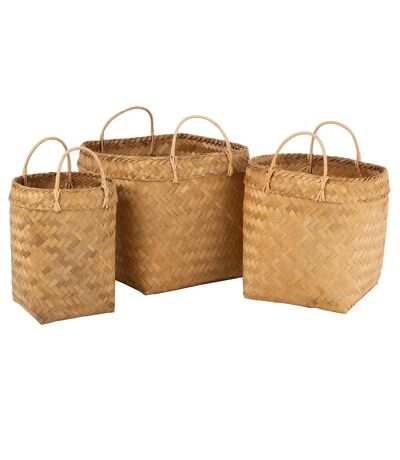 Lot de 3 Paniers Déco Rotin 50cm Naturel