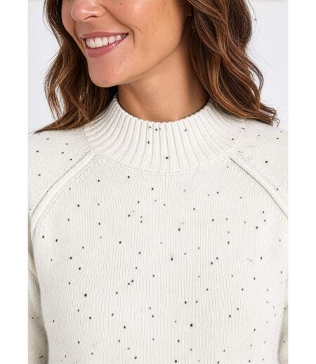 Pull chaud raglan col montant moucheté
