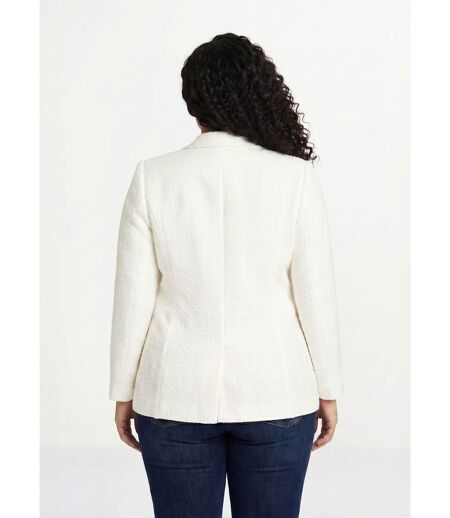 Veste droite boutonnée tissu natté col tailleur