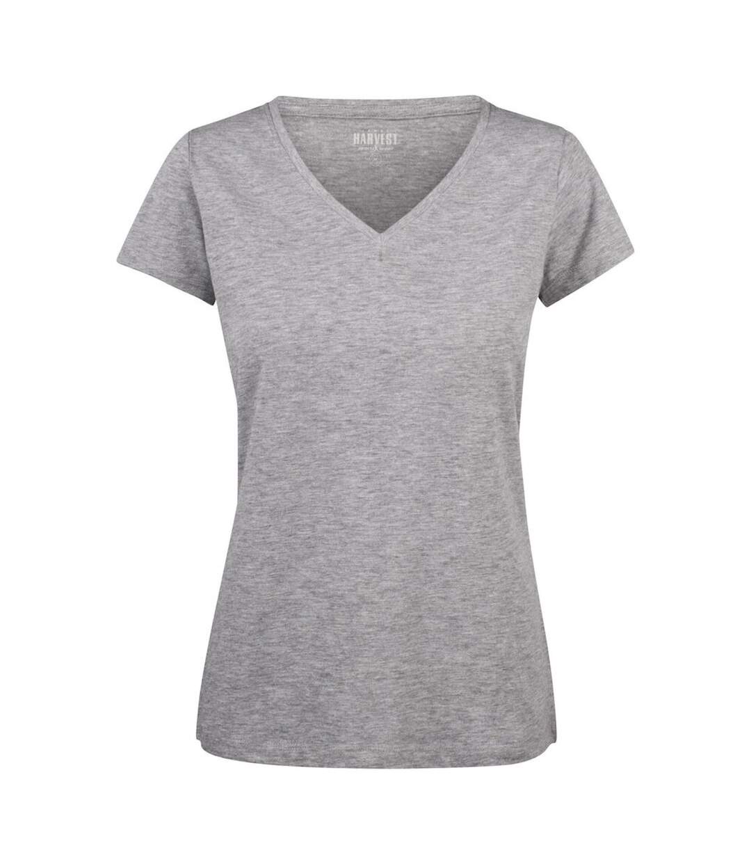 Womens/ladies Whailford V Neck T-shirt Grey Melange James Harvest-1