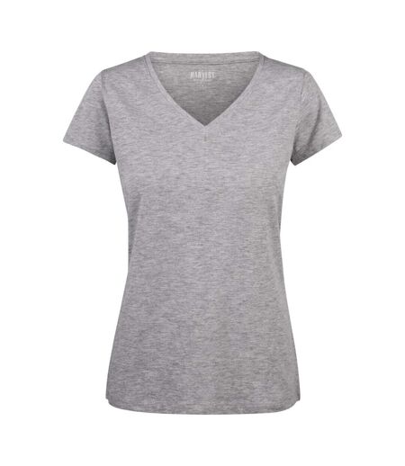 Womens/ladies Whailford V Neck T-shirt Grey Melange James Harvest