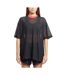 Womens/ladies Inky Mesh Oversized T-shirt Black Red Run-1