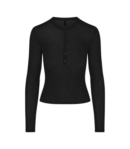 Womens/ladies Sheer Henley Top Onyx Skims