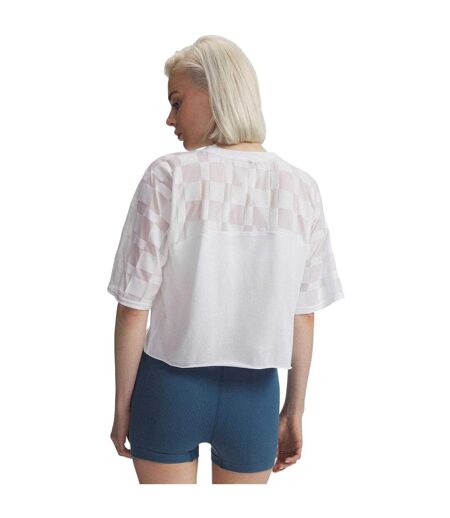 T-shirt Court Motif/style À Carreaux Burnout Femme Blanc Under Armour