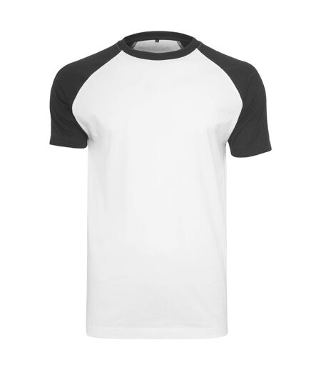 T-shirt contrasté raglan homme blanc / noir Build your Brand