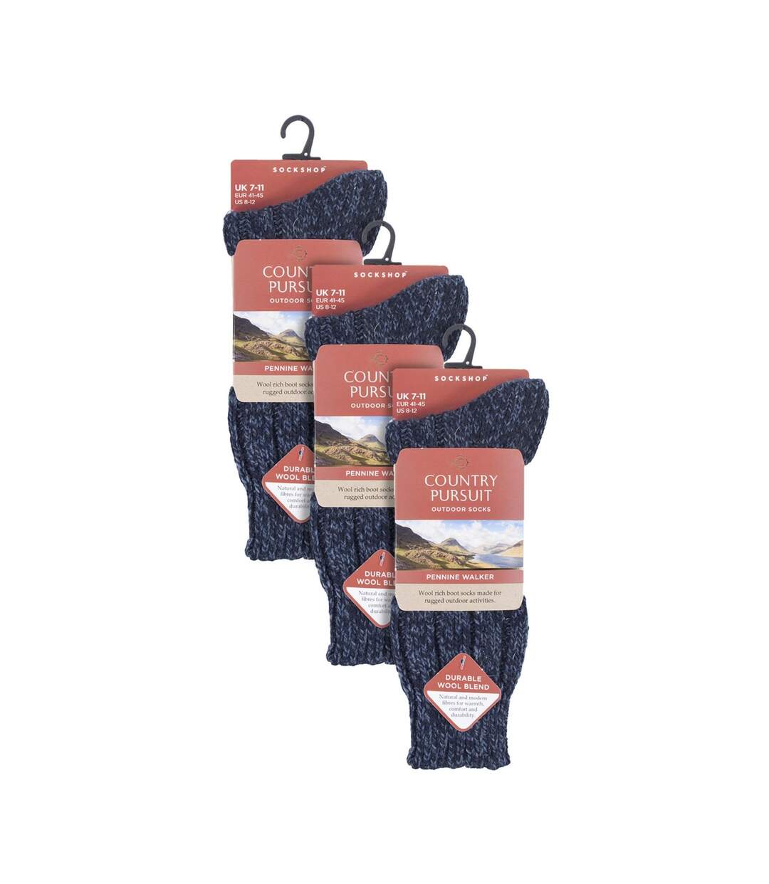 Country Pursuit - 3 Paires Homme Chaussettes Laine Bottes Rembourré-2