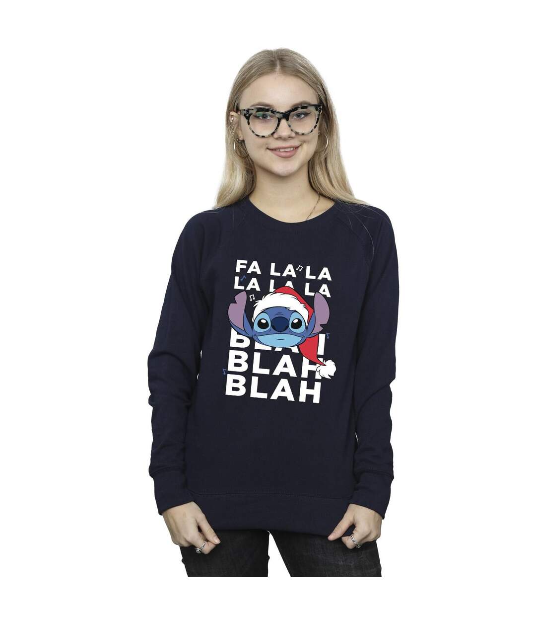Disney - Sweat LILO AND STITCH CHRISTMAS BLAH BLAH BLAH - Femme (Bleu marine) - UTBI22624-2