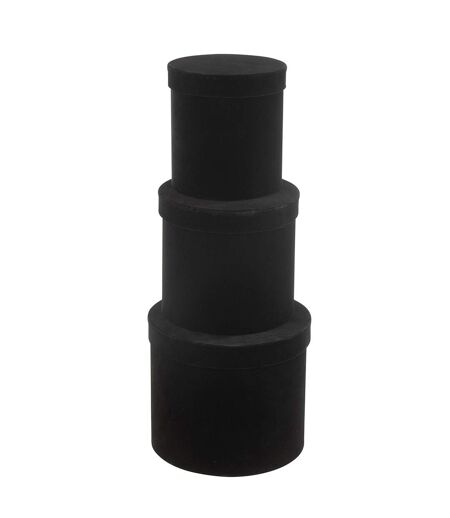 Lot de 3 Boîtes de Rangement Rondes Vaughn 27cm Noir