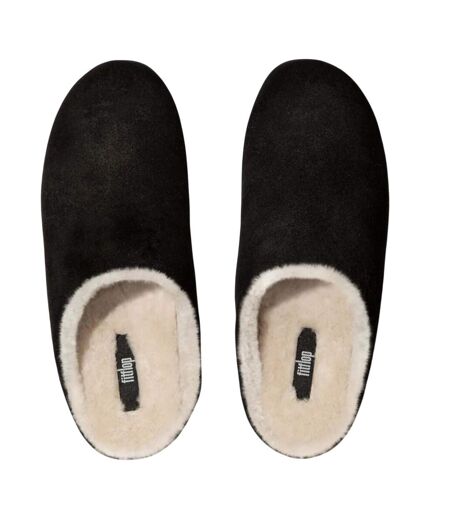 Womens/ladies chrissie suede slippers black FitFlop