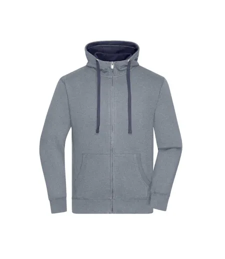 Veste À Capuche Lifestyle Homme Gris Chiné Bleu Marine James And Nicholson