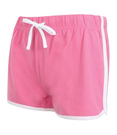 Short de sport rétro femme rose/blanc Skinni Fit