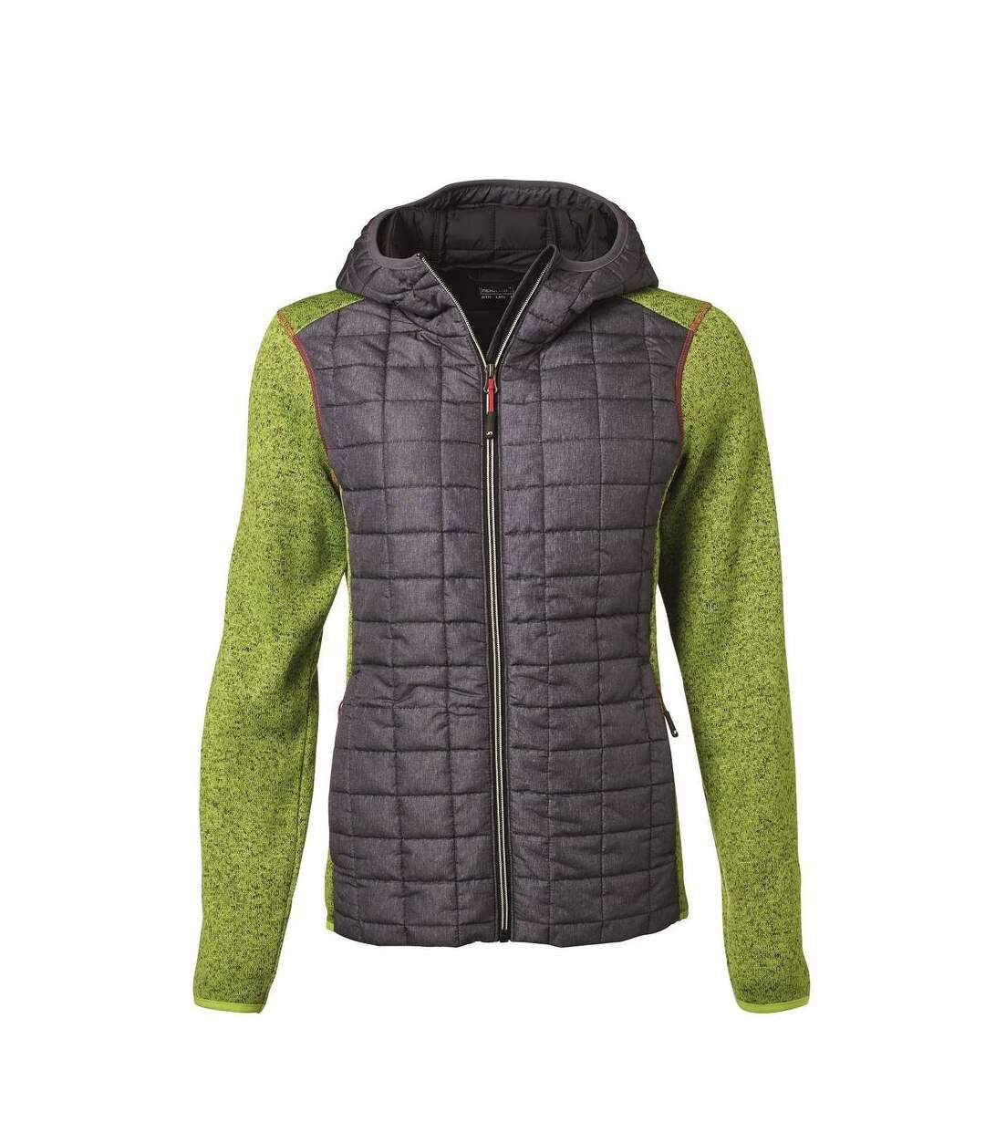 Veste tricot hybride matelassée - femme - JN771 - gris foncé kiwi