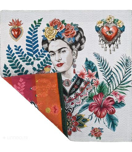 Carré jacquard ARTISTA Frida Kahlo et végétation minimaliste