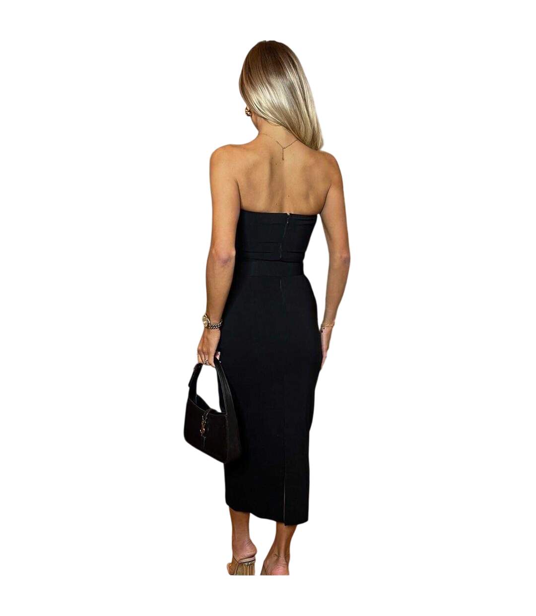 Robe Moulante Motif/style Ceinturé Femme Noir AX Paris-3