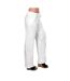 Pantalon femme  large blanc en lin - Coupe large - Cordon taille