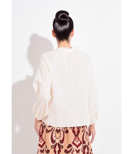 Blouse ample col V fantaisie lien à nouer