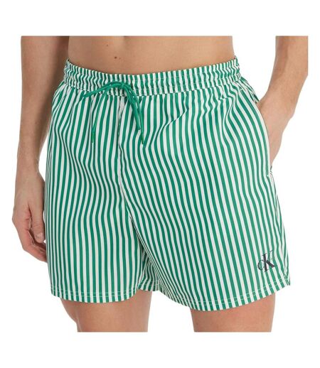 Short de bain vert/blanc homme calvin klein jeans drawstrings