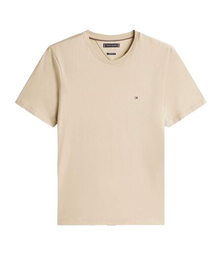 Mens Embroidered Logo Crew Neck T-shirt Sand Beige Tommy Hilfiger