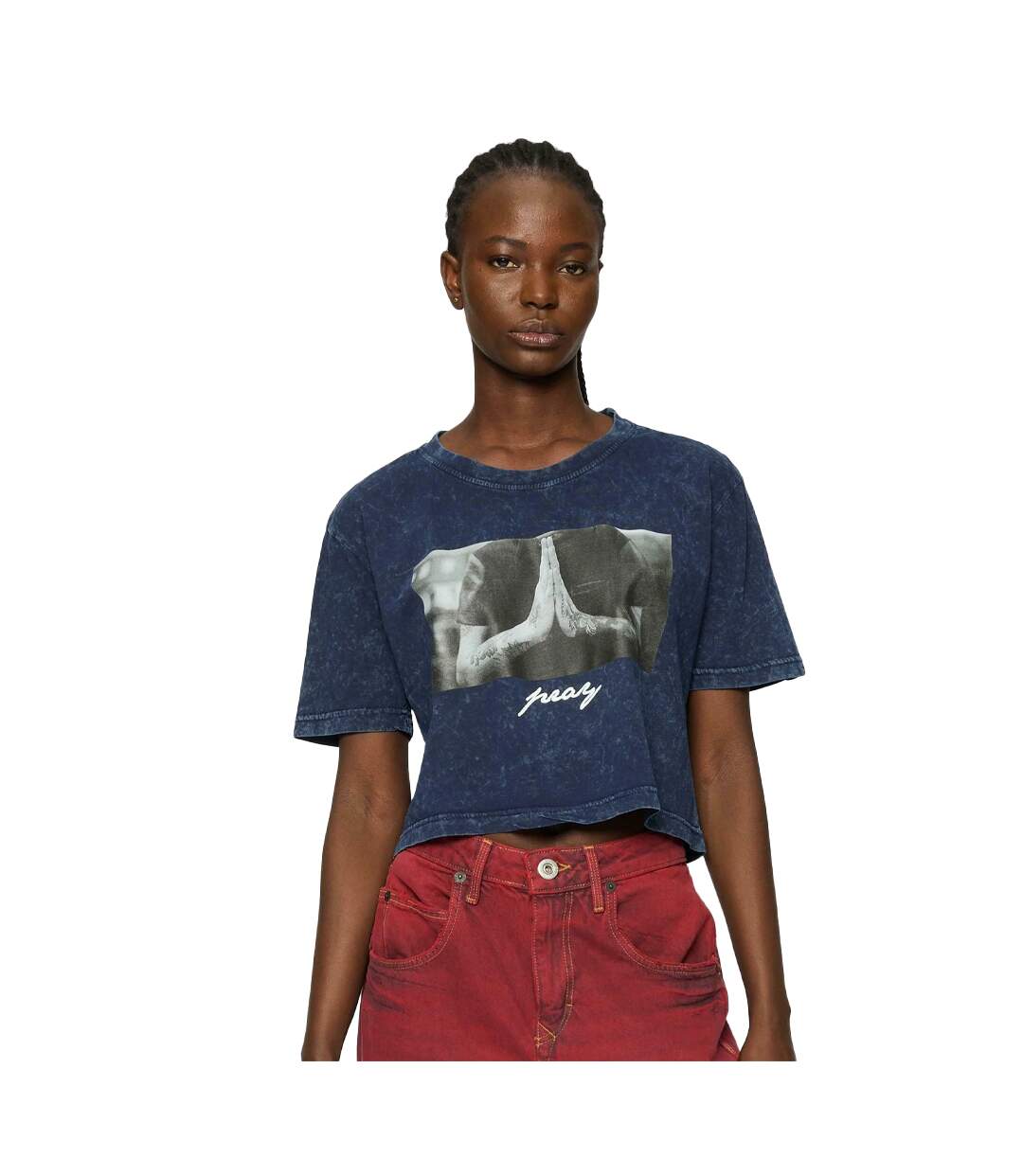 T-shirt Femme/femme Pray Blanc Indigo Mister Tee-3