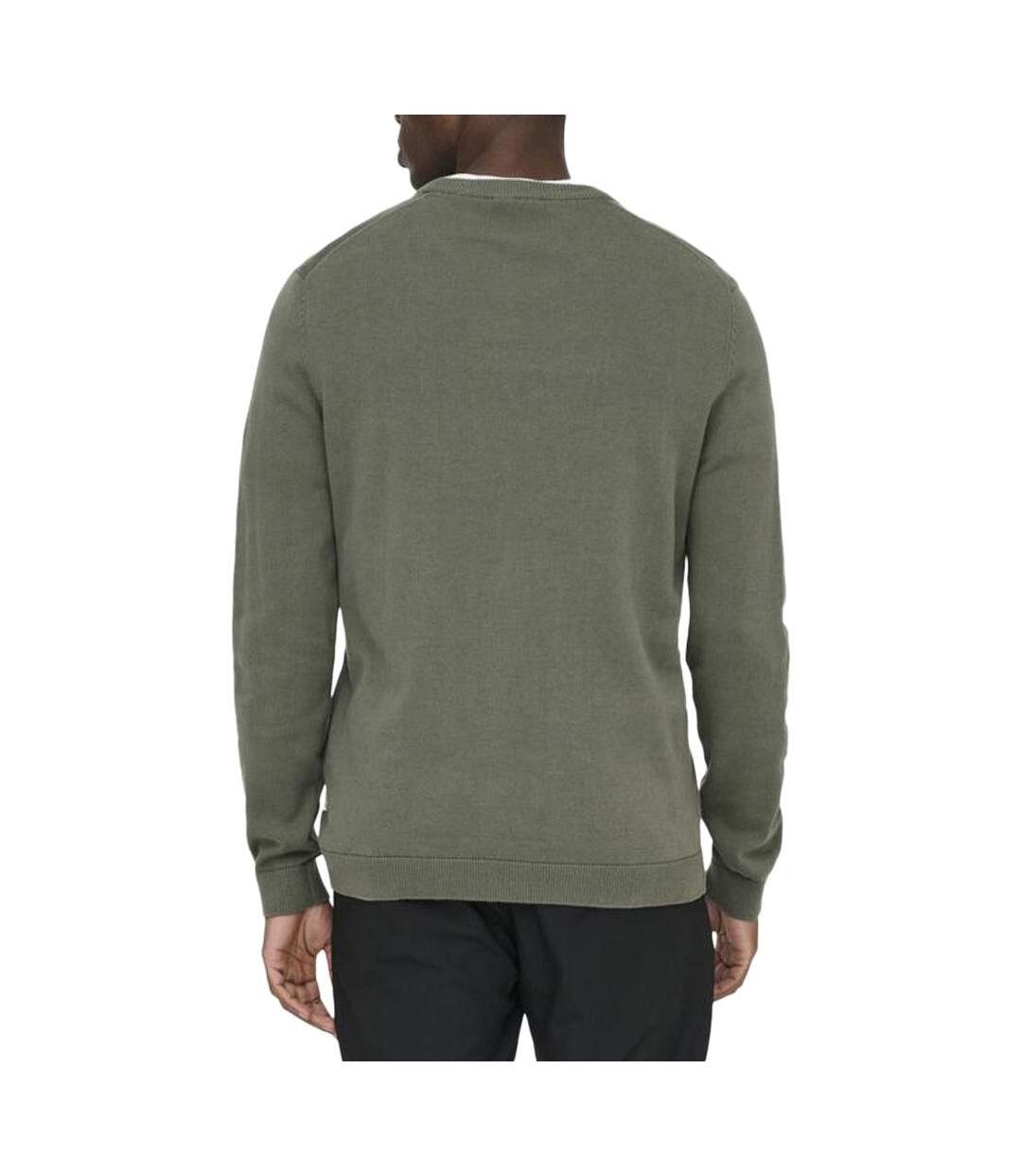 Pull kaki homme only & sons 12solid-2