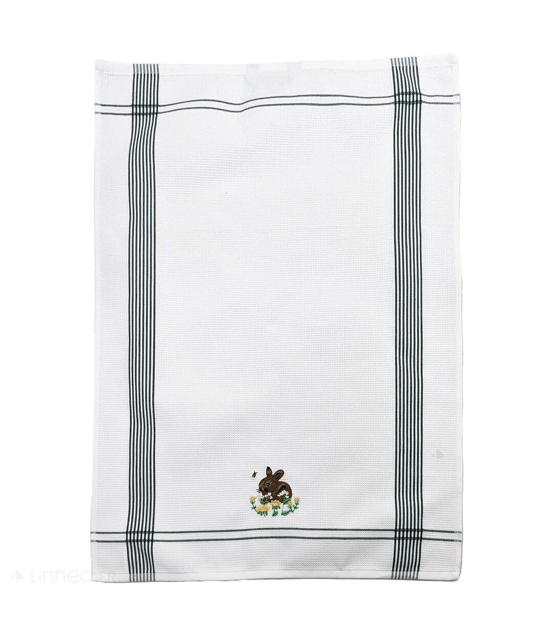 Torchon nid d'abeille WAFFLE brodé Lapin-5