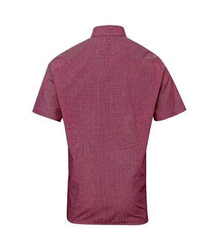 Premier Mens Gingham Short Sleeve Shirt (Red/White)