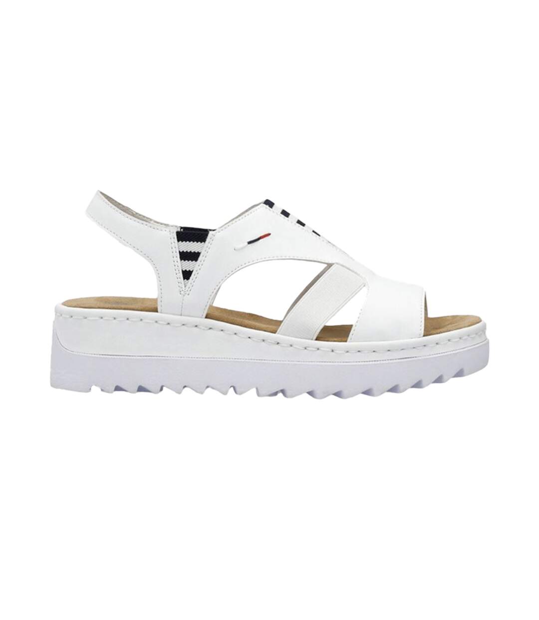 Sandales Style Rayures Contrastées Femme Blanc Rieker-3