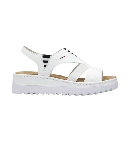 Sandales Style Rayures Contrastées Femme Blanc Rieker