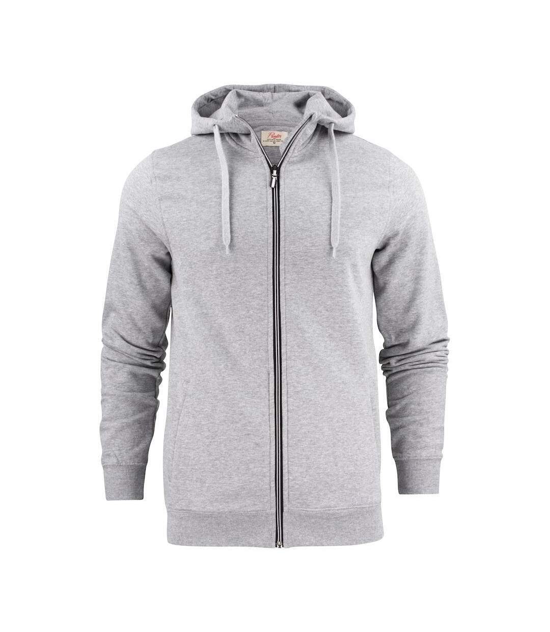 Mens Overhead Melange Full Zip Hoodie Grey Printer-1