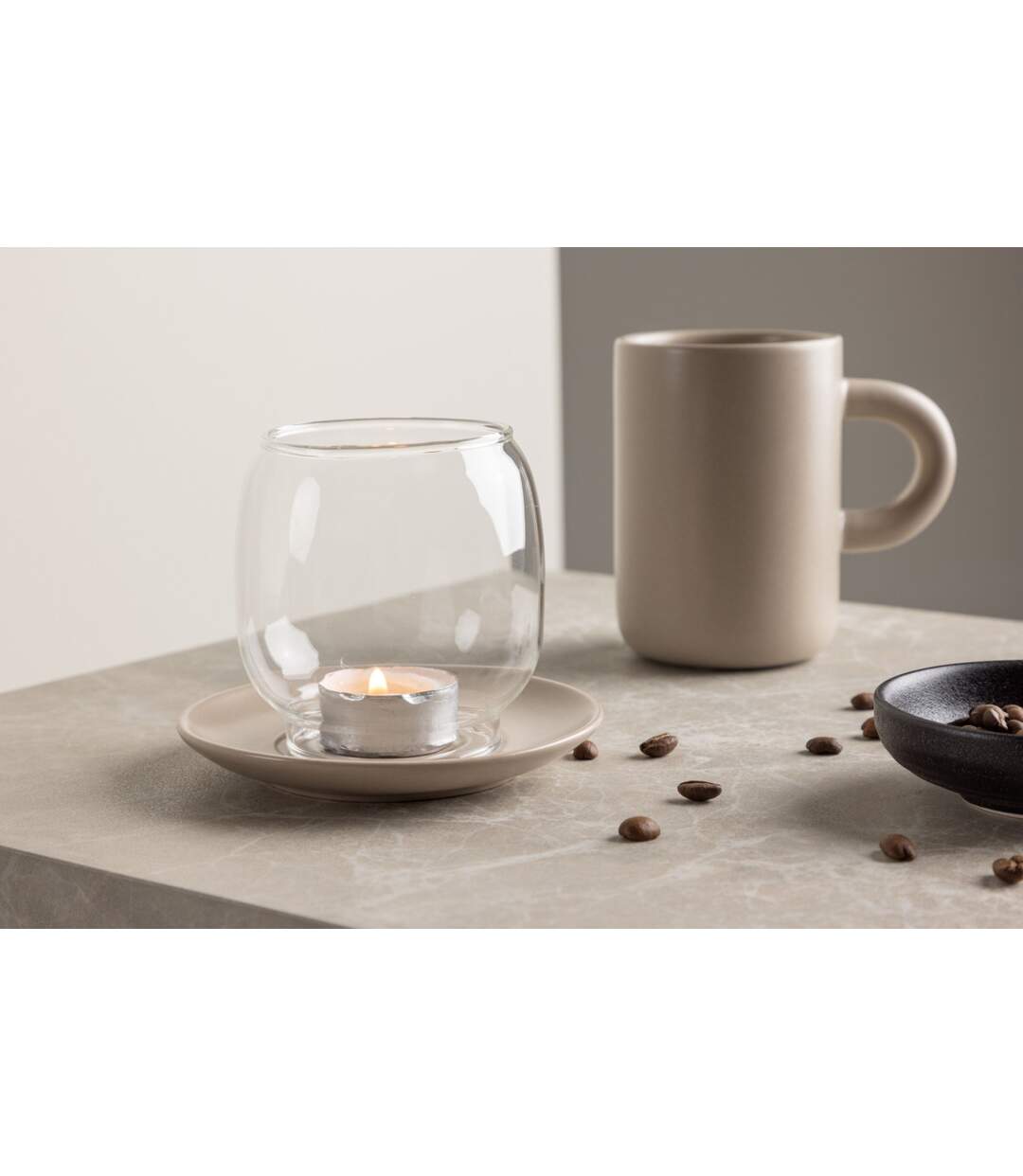 Lanterne en Verre Archy 12cm Beige-4