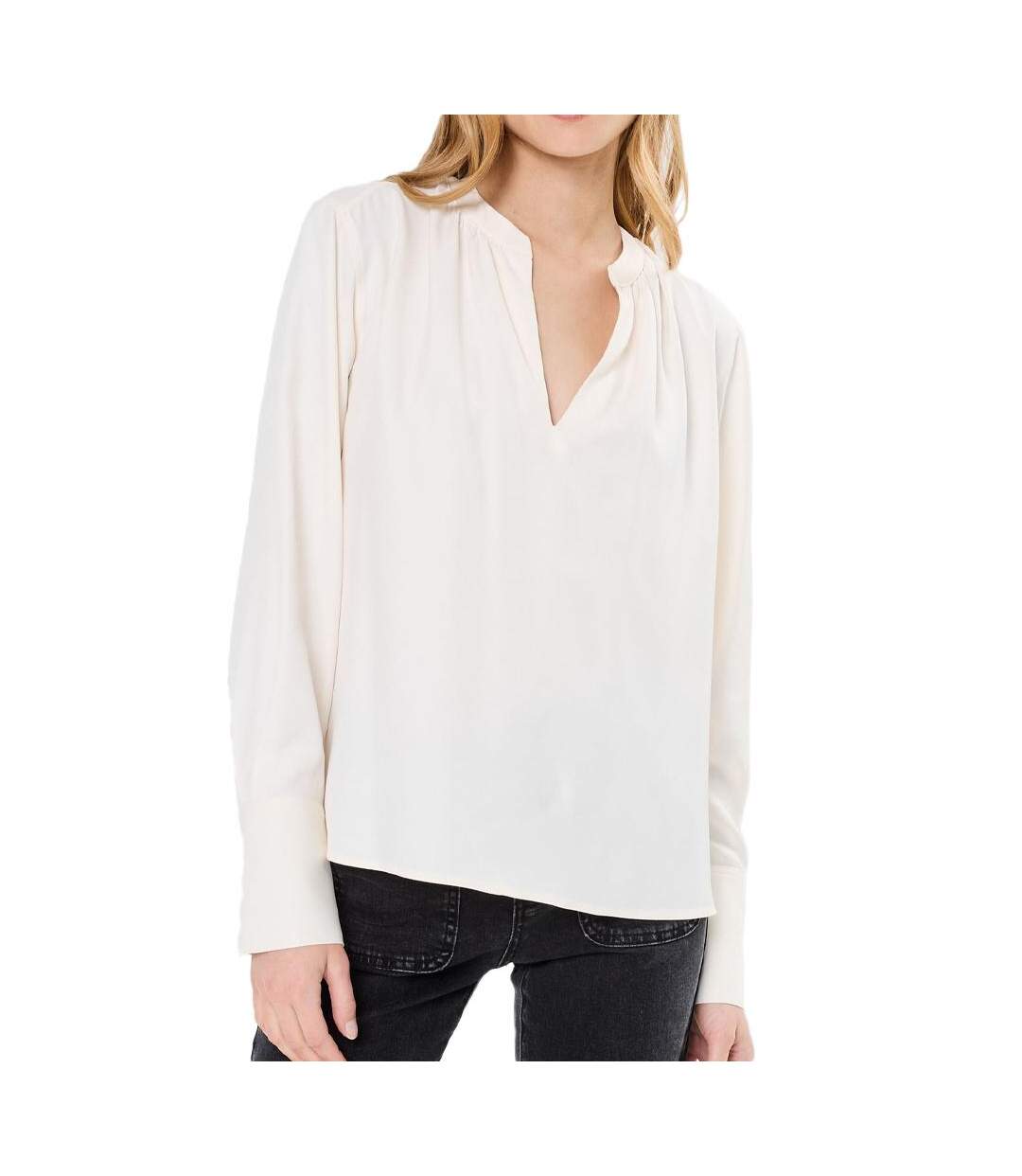 Blouse ecru femme tommy hilfiger soft viscose v-neck - 34-1