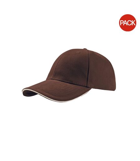 Lot de 2  casquettes en coton épais adulte marron Atlantis