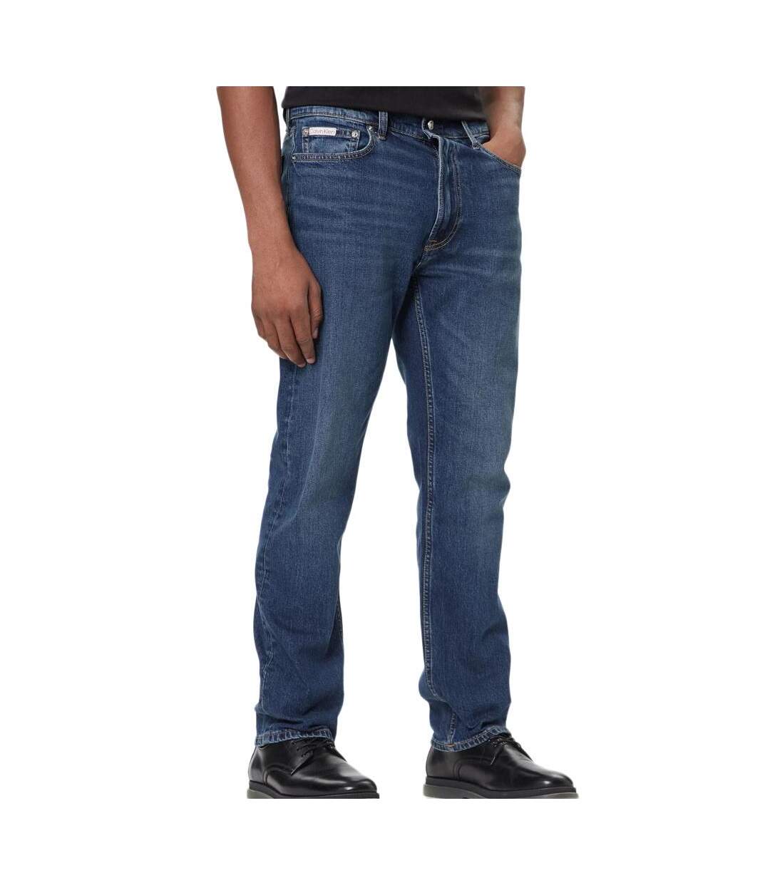 Jean droit bleu homme calvin klein jeans stndrd-1