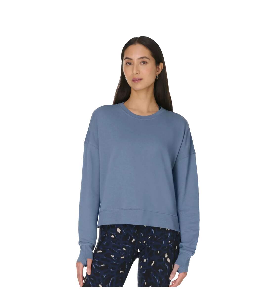 Womens/ladies After Class Long-sleeved Crop Sweatshirt Luxe Blue Sweaty Betty-3