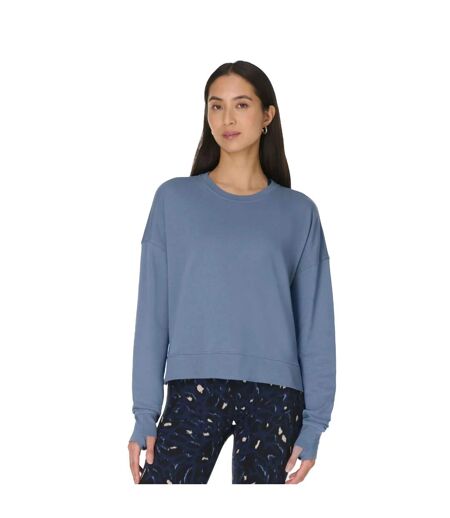 Womens/ladies After Class Long-sleeved Crop Sweatshirt Luxe Blue Sweaty Betty