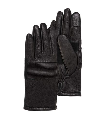 Isotoner Gants femme tactiles, en cuir de chèvre, doublés imitation micro- imitation fourrure